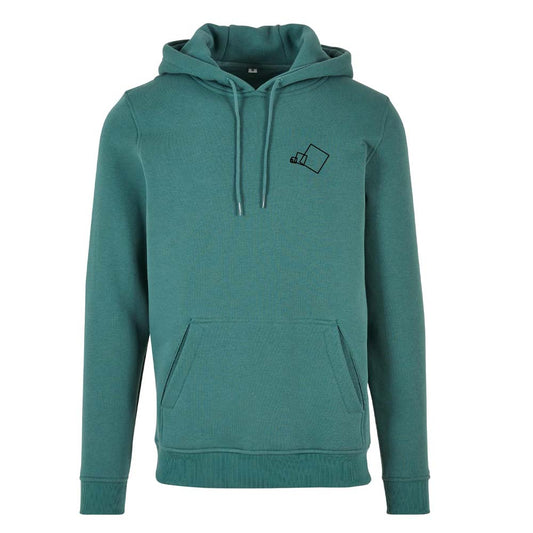 Heavy Hoodie - Petrol mit Design "Quadrate"