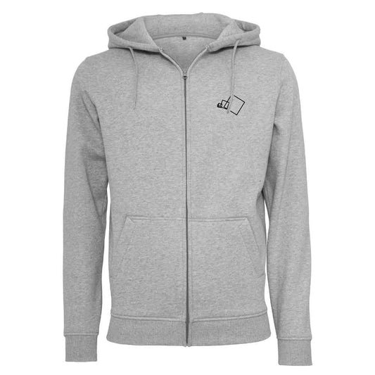 Heavy Zip-Hoodie - Grau mit Design "Quadrate"