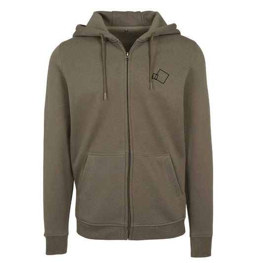 Heavy Zip-Hoodie - Olive mit Design "Quadrate"