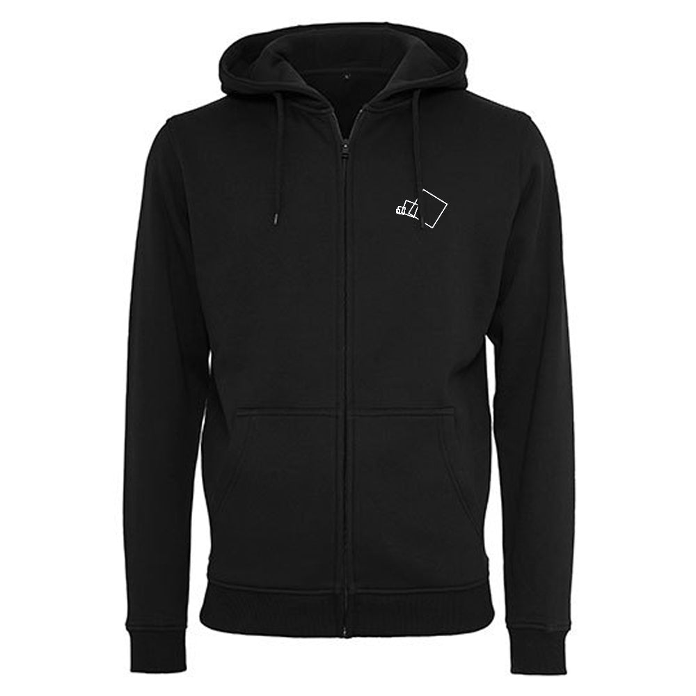 Heavy Zip-Hoodie - Schwarz mit Design "Quadrate"