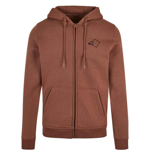 Heavy Zip-Hoodie - Terracotta mit Design "Quadrate"